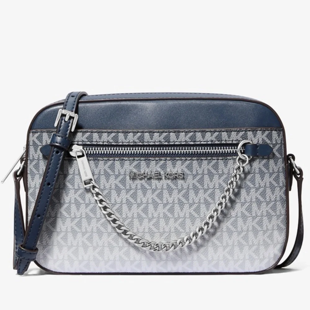 Michael Kors Jet Set Large Ombré Signature Logo EW Crossbody Body Navy  NWT